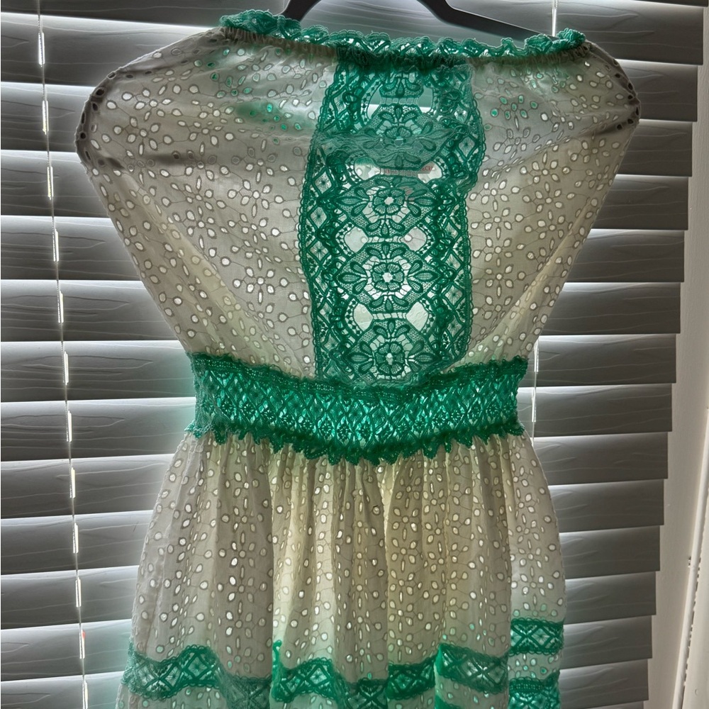 Green and White Lace Dress